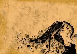 woman hair background sepia