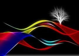 white tree on the top of color wave