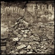 old destroyed stone wall