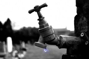 tap water drop background garden