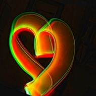 heart light painting glow yellow