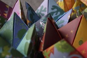 origami colorful christmas figures