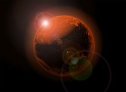 earth red the sun background