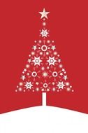 digital christmas tree on a red background