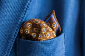 handkerchief pocket blue brown