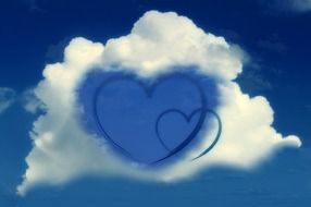 card with a heart in the blue sky
