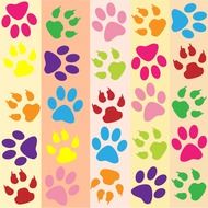 colored paw prints on background