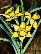 stained glass window yellow flowers