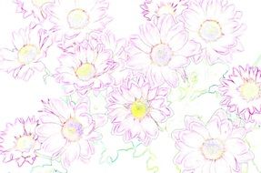 background with drawn spring flowers