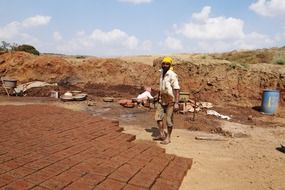 red brick laying in India