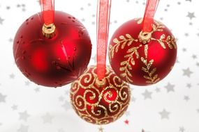 Three red Christmas balls