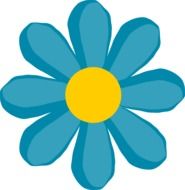drawing of a flowr with blue petals