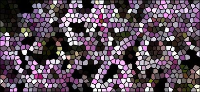 mosaic with purple, violet, pink, black, white tiles