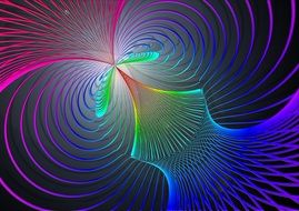black background with iridescent rays
