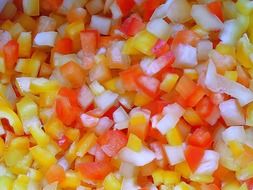 capsicum chopped pieces red yellow