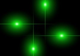 four green flashes on a black background