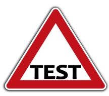 road sign of road testing