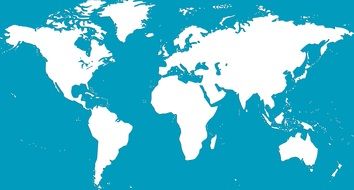 world map on a turquoise background