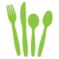 cutlery knife fork spoon green