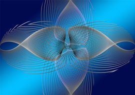 graphic interlacing of white rays on a blue background