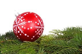 red glass ball on fir branch