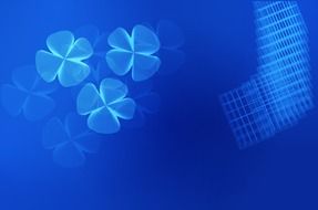 blue background with neon flowers