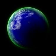 blue planet earth green glow