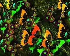 butterfly abstract flowers