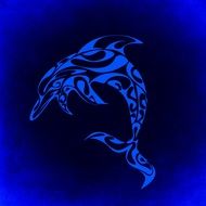 dolphin mystical background blue