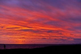 calm red sunset on the sea