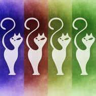colorful background with cat figures