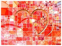 hearts on a background of abstract squares