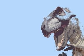 dinosaur replica blue background