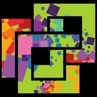 colorful abstract squares on a black background