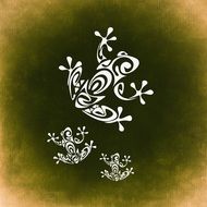 abstract frogs on a green background
