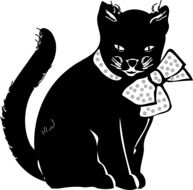 cat black pattern bow dots pet