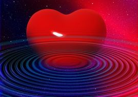 clipart of red heart on a ripple