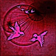 pink peace doves on the red background