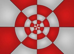 red and white abstract shapes