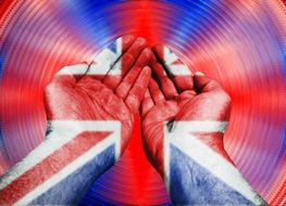 hands thumbs pattern flag