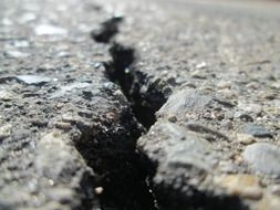 asphalt crack macro angle