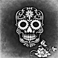 black and white decorative skull