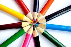 color crayons on a white background