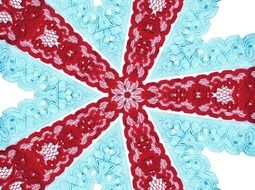 lace ribbon, kaleidoscope as background