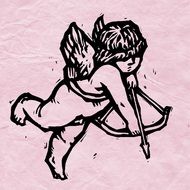 drawing of cupid with arrow