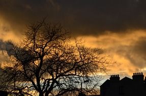 sun red night evening sky silhouette of the old castle