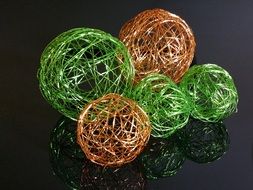 multicolored wire balls