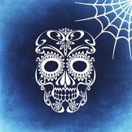 decorative skull on a blue background