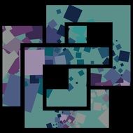 abstract blue and purple squares on a black background