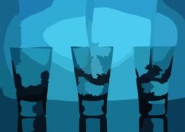 alcohol glasses shots tequila blue